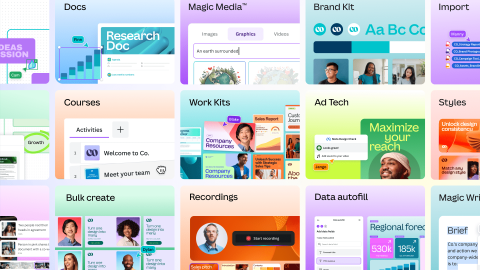 interface de canva avec des idées